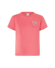PINKO T-shirt Donna 103320 A2G7 NAMBRONE in cotone con logo ricamo gioiello O57 ROSSO