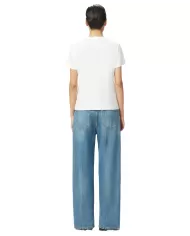 PINKO T-shirt Donna 103320 A2G7 NAMBRONE in cotone con logo ricamo gioiello Z05 BIANCO