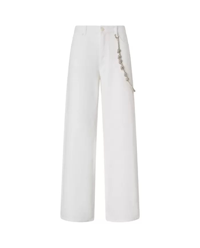 Pantalone Donna bianco a gamba lunga ed ampia 104601 A2DO LAURYN|PINKO Pantalone Donna bianco a gamba lunga ed ampia 104601 A2DO LAURYN|PINKO