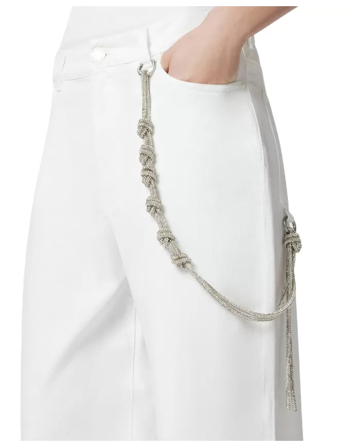 Pantalone Donna bianco a gamba lunga ed ampia 104601 A2DO LAURYN|PINKO