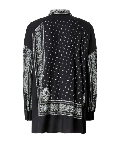 Camicia Donna asimmetrica stampa bandana 104664 A2CK CLOCKS|PINKO