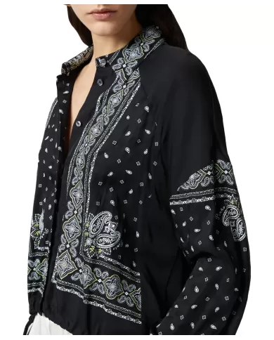 Camicia Donna asimmetrica stampa bandana 104664 A2CK CLOCKS|PINKO