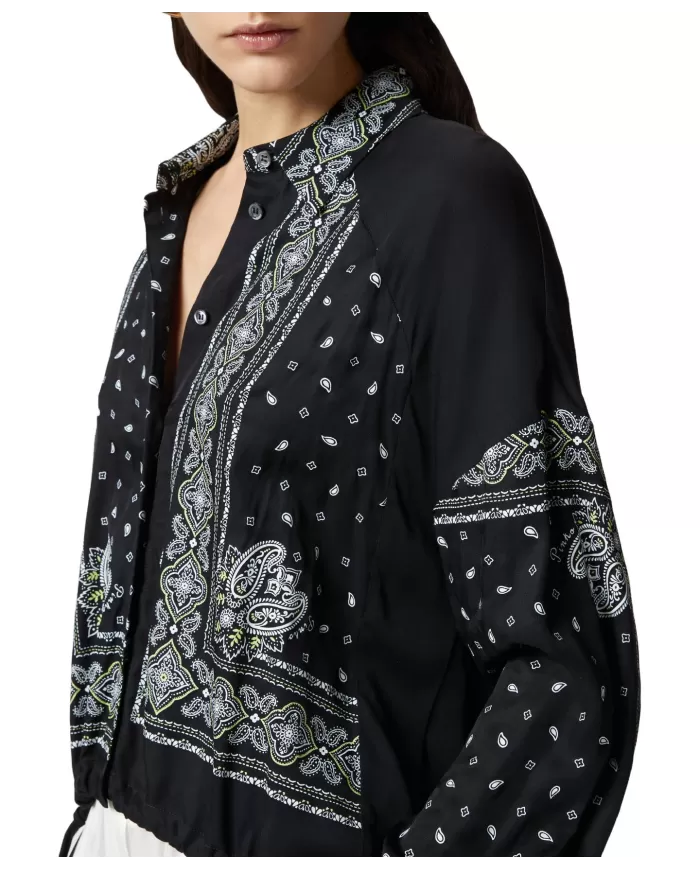 Camicia Donna asimmetrica stampa bandana 104664 A2CK CLOCKS|PINKO