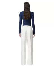 Pantaloni Donna bianco in lino 104869 A2HA WONDERWAL|PINKO