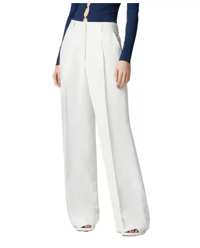 Pantaloni Donna bianco in lino 104869 A2HA WONDERWAL|PINKO