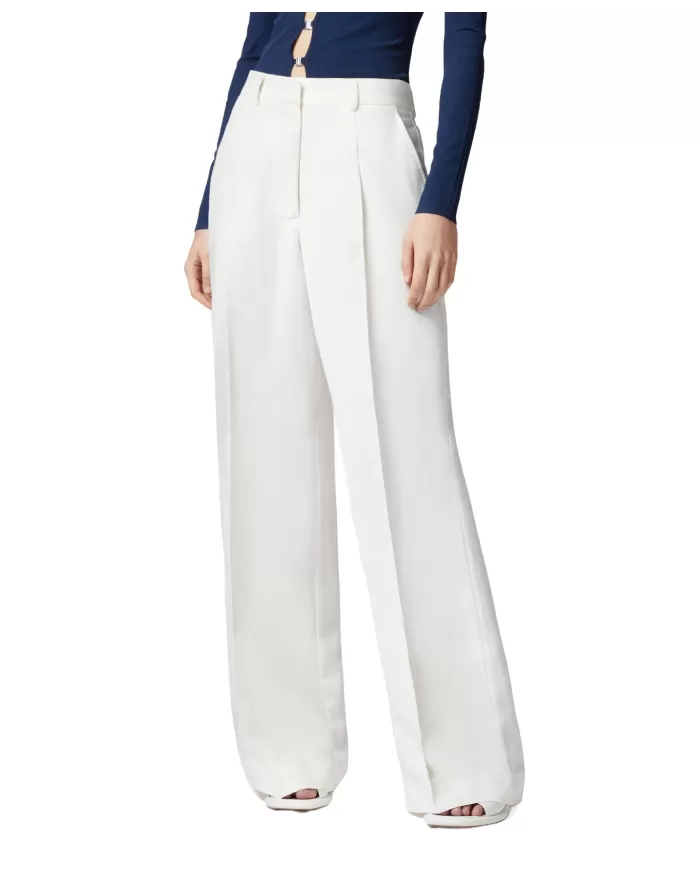 Pantaloni Donna bianco in lino 104869 A2HA WONDERWAL|PINKO