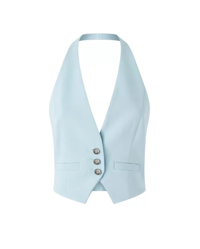 Gilet Donna azzurro con schiena scopetra 104931 A213 MORETTA|PINKO Gilet Donna azzurro con schiena scopetra 104931 A213 MORETTA|PINKO