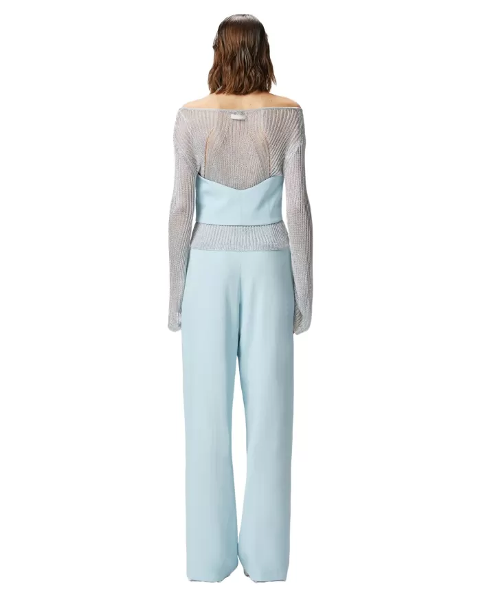 Gilet Donna azzurro con schiena scopetra 104931 A213 MORETTA|PINKO Gilet Donna azzurro con schiena scopetra 104931 A213 MORETTA|PINKO