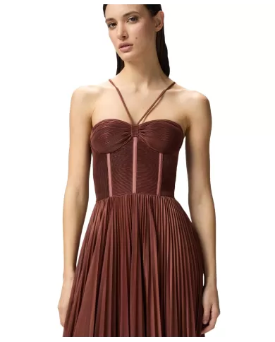 Abito Donna con bustino e gonna lunga plissè 104994 A2DM CICOGNA|PINKO