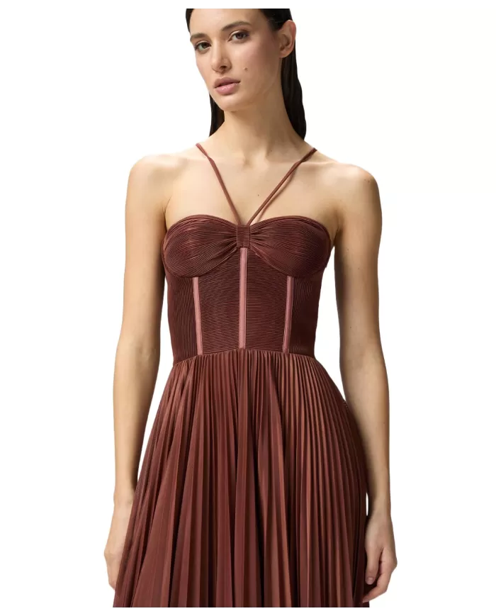 Abito Donna con bustino e gonna lunga plissè 104994 A2DM CICOGNA|PINKO