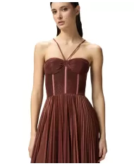 Abito Donna con bustino e gonna lunga plissè 104994 A2DM CICOGNA|PINKO