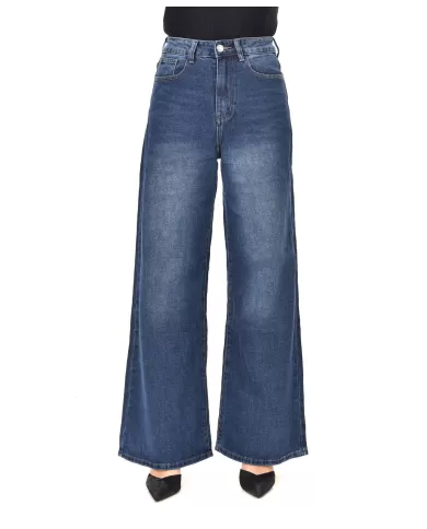 Jeans Donna stile palazzo a vita alta F31536|ADM