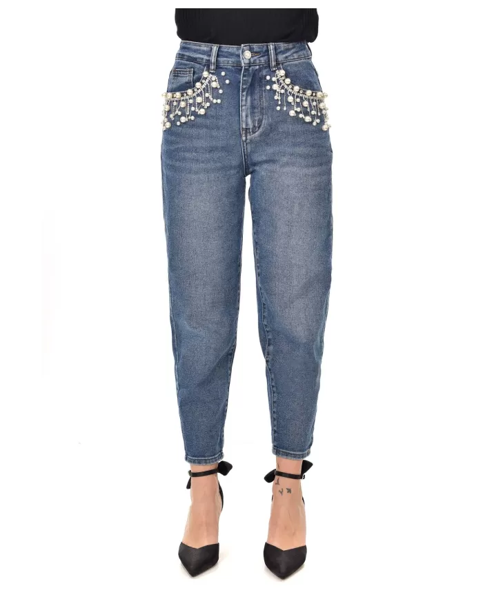 Jeans Donna slim con perle applicate F31587|ADM Jeans Donna slim con perle applicate F31587|ADM