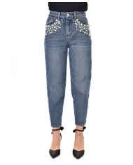 Jeans Donna slim con perle applicate F31587|ADM