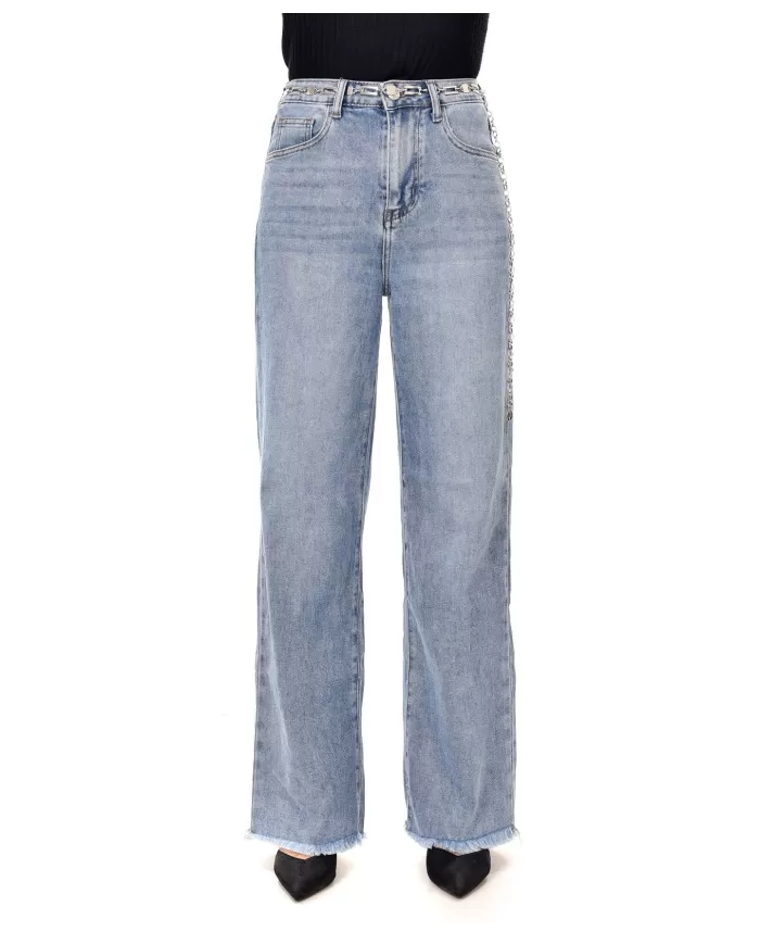 Jeans Donna stile palazzo con cinta abbinata F31675|ADM Jeans Donna stile palazzo con cinta abbinata F31675|ADM
