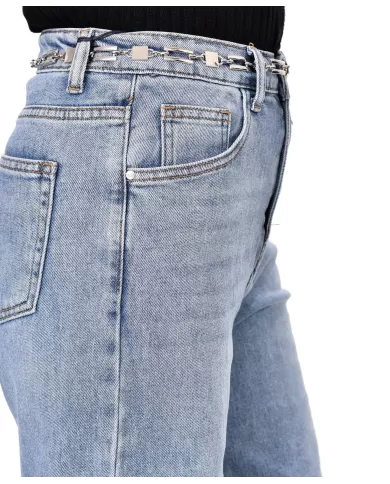 Jeans Donna stile palazzo con cinta abbinata F31675|ADM