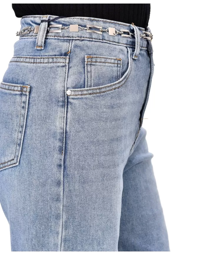 Jeans Donna stile palazzo con cinta abbinata F31675|ADM
