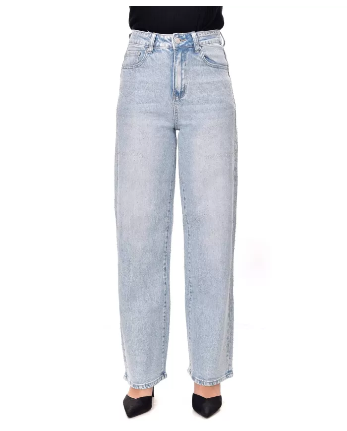 Jeans Donna slim stile palazzo con strass F31824|ADM Jeans Donna slim stile palazzo con strass F31824|ADM