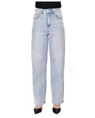 Jeans Donna slim stile palazzo con strass F31824|ADM