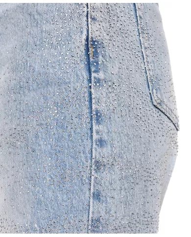 Jeans Donna slim stile palazzo con strass F31824|ADM