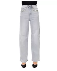 Jeans Donna slim stile palazzo con pietre F31837|ADM