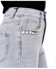 Jeans Donna slim stile palazzo con pietre F31837|ADM