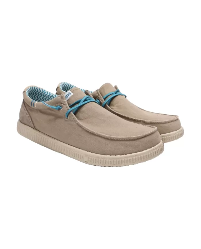 Mocassino Uomo sabbia in cotone e camoscio LEDRO WP150|WALK IN PITAS Mocassino Uomo sabbia in cotone e camoscio LEDRO WP150|WALK IN PITAS