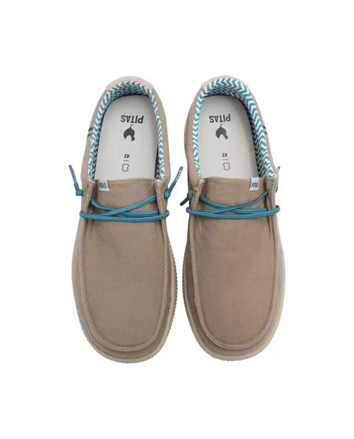 Mocassino Uomo sabbia in cotone e camoscio LEDRO WP150|WALK IN PITAS