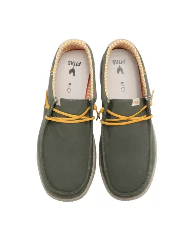 Mocassino Uomo verdone in cotone e camoscio LEDRO |WALK IN PITAS