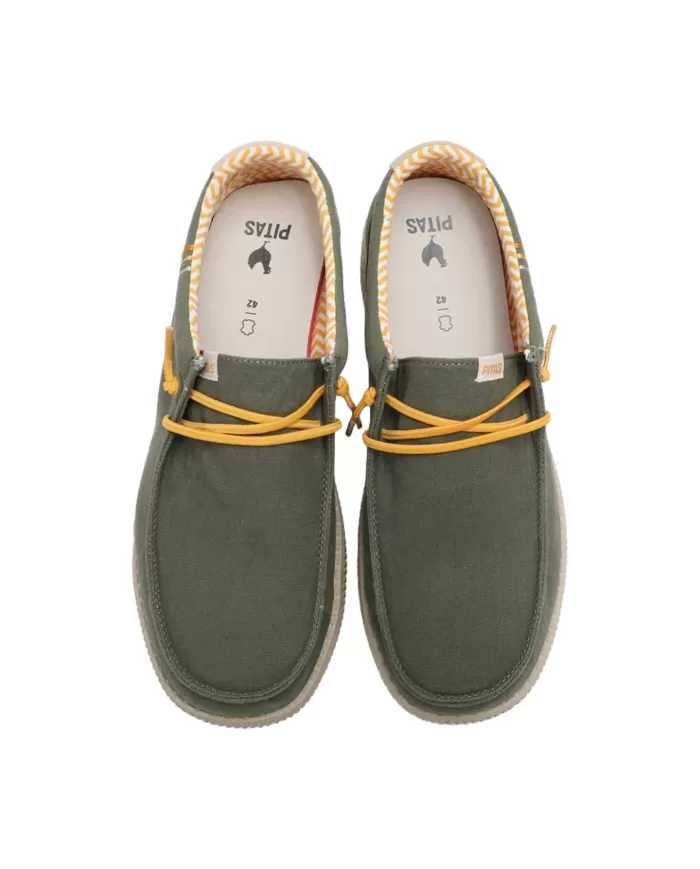 Mocassino Uomo verdone in cotone e camoscio LEDRO |WALK IN PITAS