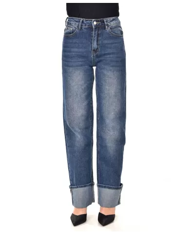 Jeans Donna regular stile boyfriend con dettaglio piega MI24175|ADM