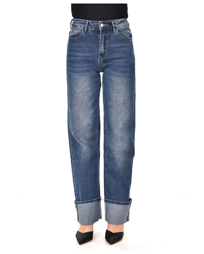 Jeans Donna regular stile boyfriend con dettaglio piega MI24175|ADM Jeans Donna regular stile boyfriend con dettaglio piega MI24175|ADM