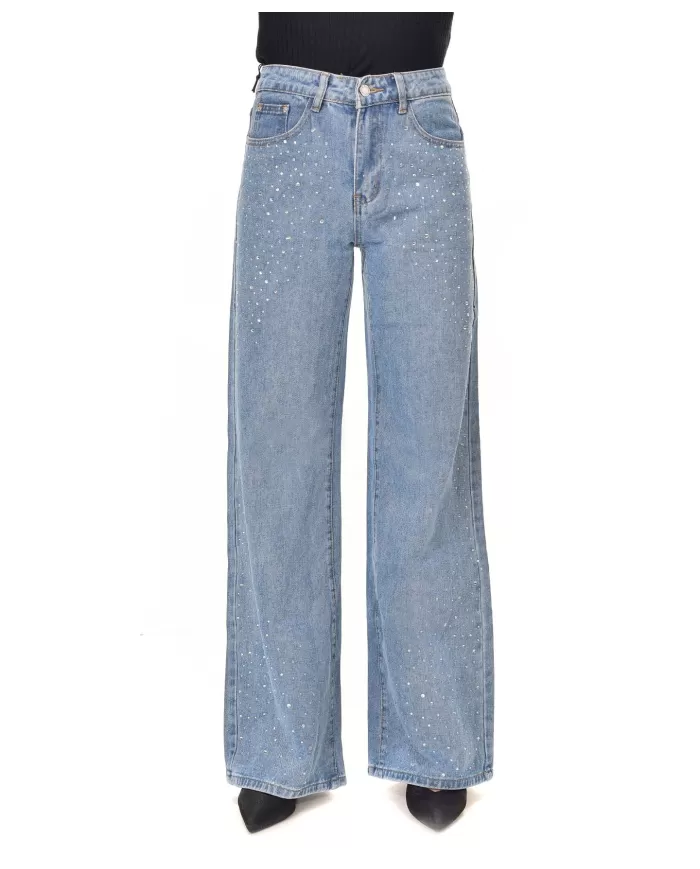 Jeans Donna slim stile palazzo con strass PK723|ADM Jeans Donna slim stile palazzo con strass PK723|ADM