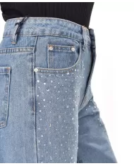 Jeans Donna slim stile palazzo con strass PK723|ADM