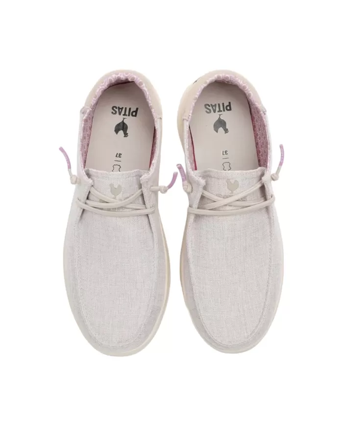 Mocassino Donna bianca in tessuto POPPY WALLABI|WALK IN PITAS