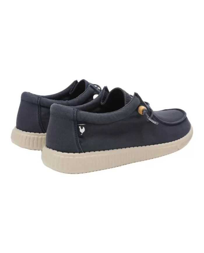 Mocassino Donna blu in cotone WALLABI WASHED WP150|WALK IN PITAS