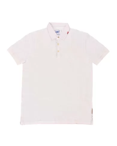 Polo Uomo bianca in cotone con ricamo sul colletto MILK R00462|BOB Polo Uomo bianca in cotone con ricamo sul colletto MILK R00462|BOB