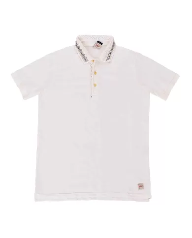Polo Uomo bianca con colletto lavorato all'uncinetto PETER R0520|BOB Polo Uomo bianca con colletto lavorato all'uncinetto PETER R0520|BOB
