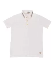 Polo Uomo bianca con colletto lavorato all'uncinetto PETER R0520|BOB