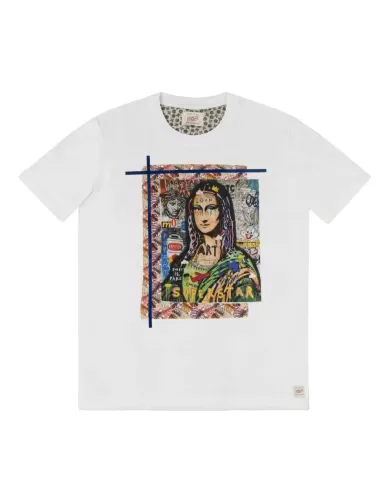 T-shirt Uomo bianca in cotone con stampa ICON 345 MONNA LISA|BOB T-shirt Uomo bianca in cotone con stampa ICON 345 MONNA LISA|BOB
