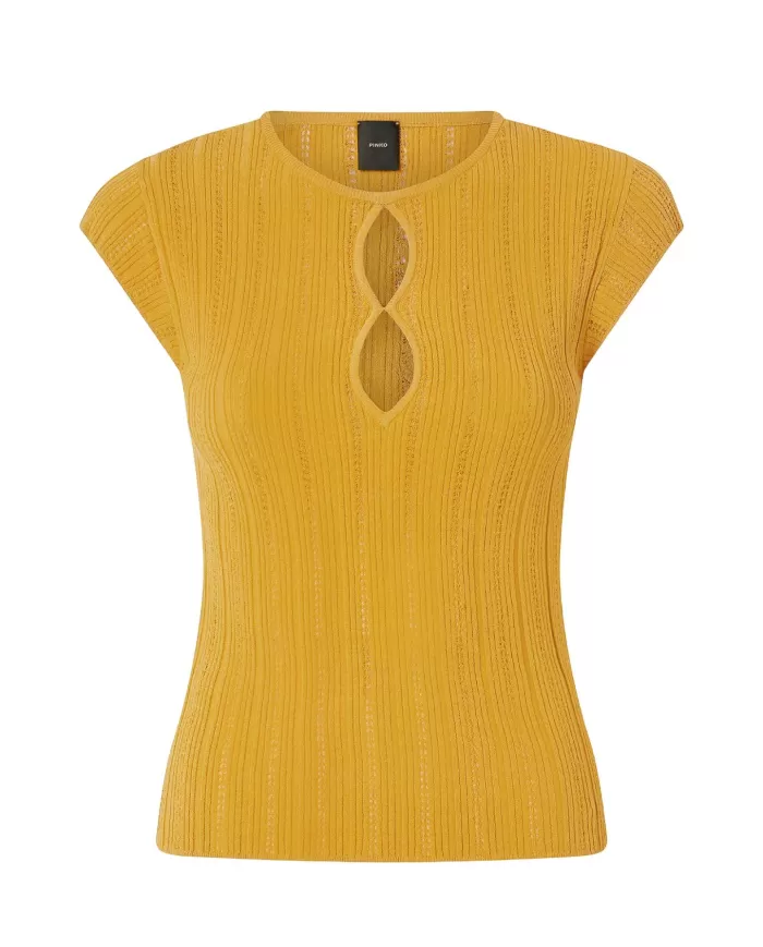 Top Donna gialla a costine 104742 A2FR TOFANE|PINKO Top Donna gialla a costine 104742 A2FR TOFANE|PINKO