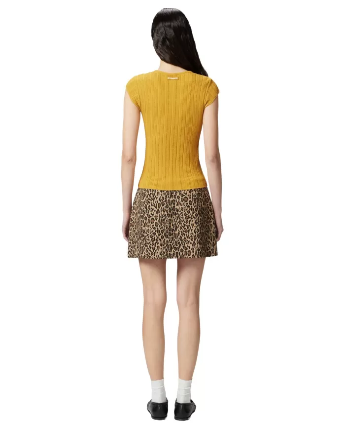 Top Donna gialla a costine 104742 A2FR TOFANE|PINKO