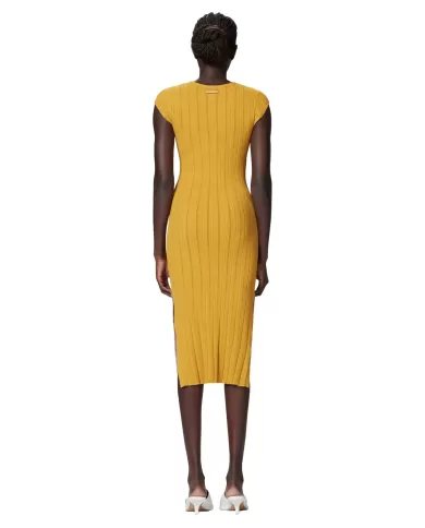 Abito Donna giallo a costine 104745 A2FR AMPATO|PINKO Abito Donna giallo a costine 104745 A2FR AMPATO|PINKO