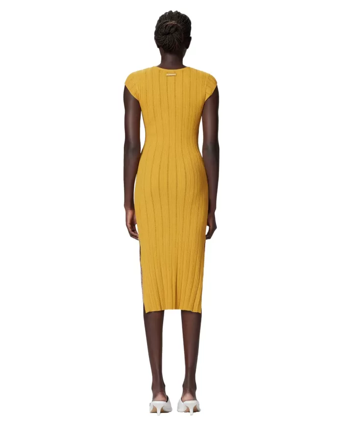 Abito Donna giallo a costine 104745 A2FR AMPATO|PINKO Abito Donna giallo a costine 104745 A2FR AMPATO|PINKO