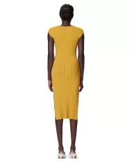 Abito Donna giallo a costine 104745 A2FR AMPATO|PINKO