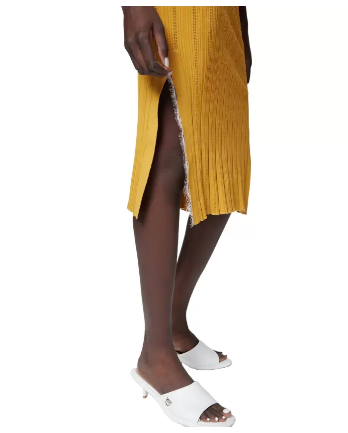 Abito Donna giallo a costine 104745 A2FR AMPATO|PINKO