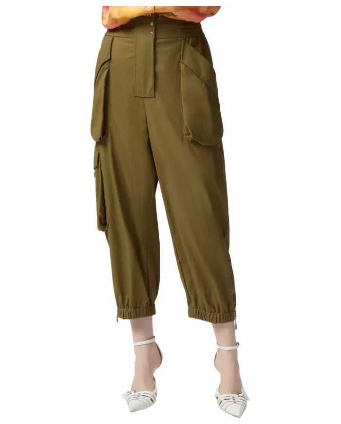 Pantalone Donna oliva in cotone stile cargo 104704 A2ER VEDRAI|PINKO