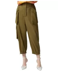 Pantalone Donna oliva in cotone stile cargo 104704 A2ER VEDRAI|PINKO
