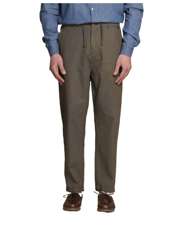 Pantalone Uomo verde militare in lino MILES MLN|IMPURE Pantalone Uomo verde militare in lino MILES MLN|IMPURE