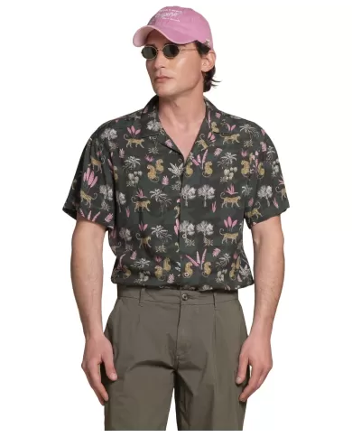 Camicia Uomo verde con fantasia safari a manica corta WILL|IMPURE Camicia Uomo verde con fantasia safari a manica corta WILL|IMPURE